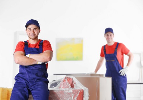 Professional office relocation planning in Enfield with boxes and furniture ready for transport