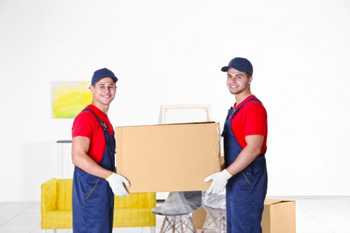 Packed moving boxes prepared for a home move in Enfield