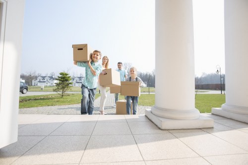 Assorted packing materials and cardboard boxes for a local relocation